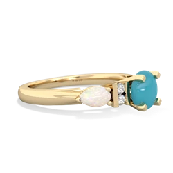 Turquoise 6Mm Round Eternal Embrace Engagement 14K Yellow Gold ring R2005