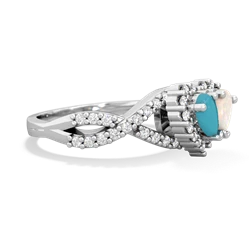 Turquoise Diamond Twist 'One Heart' 14K White Gold ring R2640HRT