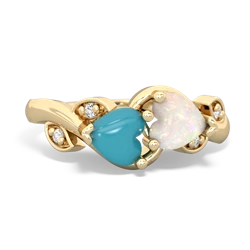 Turquoise Floral Elegance 14K Yellow Gold ring R5790