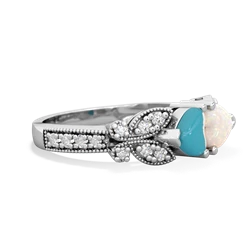 Turquoise Diamond Butterflies 14K White Gold ring R5601