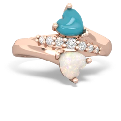 Turquoise Heart To Heart 14K Rose Gold ring R2064