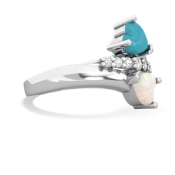 Turquoise Heart To Heart 14K White Gold ring R2064