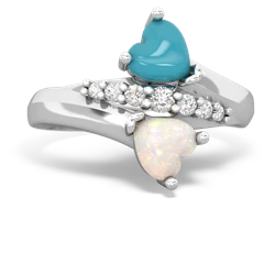 Turquoise Heart To Heart 14K White Gold ring R2064