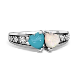 Turquoise Heart To Heart 14K White Gold ring R3342