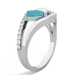 Turquoise Nestled Heart Keepsake 14K White Gold ring R5650