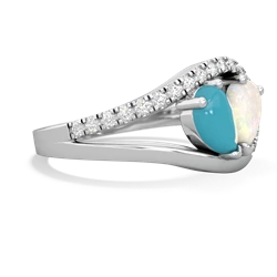 Turquoise Nestled Heart Keepsake 14K White Gold ring R5650