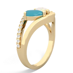 Turquoise Nestled Heart Keepsake 14K Yellow Gold ring R5650