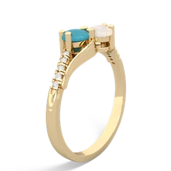 Turquoise Infinity Pave Two Stone 14K Yellow Gold ring R5285