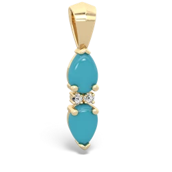 Turquoise Bowtie Drop 14K Yellow Gold pendant P0865