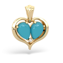 Turquoise Two Become One 14K Yellow Gold pendant P5330