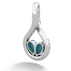 Turquoise Pave Twist 'One Heart' 14K White Gold pendant P5360