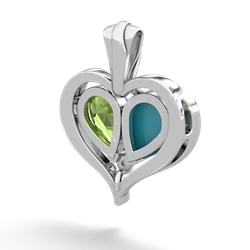 Turquoise Two Become One 14K White Gold pendant P5330