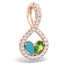 Turquoise Pave Twist 'One Heart' 14K Rose Gold pendant P5360