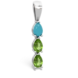 Turquoise Dew Drops 14K White Gold pendant P2251