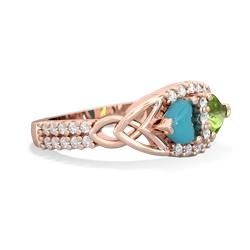 Turquoise Sparkling Celtic Knot 14K Rose Gold ring R2645