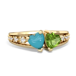 Turquoise Heart To Heart 14K Yellow Gold ring R3342