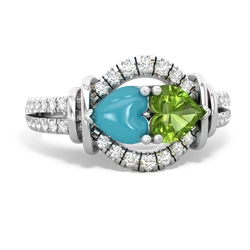 Turquoise Art-Deco Keepsake 14K White Gold ring R5630