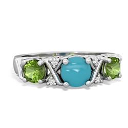 Turquoise Hugs And Kisses 14K White Gold ring R5016