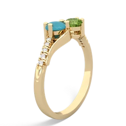 Turquoise Infinity Pave Two Stone 14K Yellow Gold ring R5285