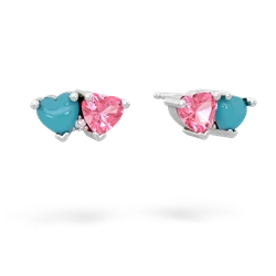 Turquoise Sweethearts 14K White Gold earrings E5260