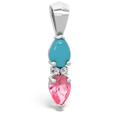 Turquoise Bowtie Drop 14K White Gold pendant P0865