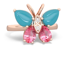 Turquoise Butterfly 14K Rose Gold ring R2215