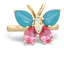 Turquoise Butterfly 14K Yellow Gold ring R2215