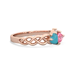 Turquoise Heart To Heart Braid 14K Rose Gold ring R5870