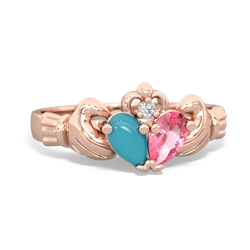 Turquoise 'Our Heart' Claddagh 14K Rose Gold ring R2388