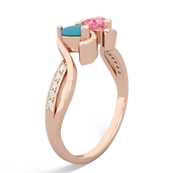 Turquoise Side By Side 14K Rose Gold ring R3090