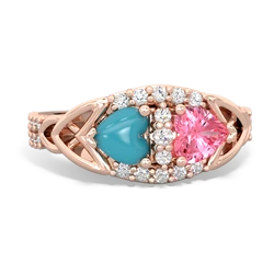 Turquoise Sparkling Celtic Knot 14K Rose Gold ring R2645