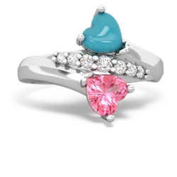 Turquoise Heart To Heart 14K White Gold ring R2064