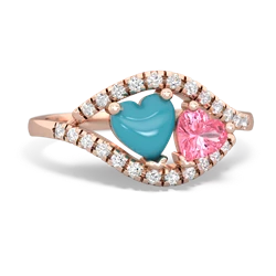 Turquoise Mother And Child 14K Rose Gold ring R3010