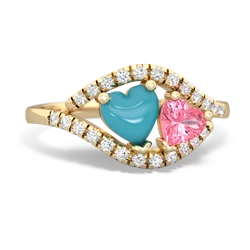 Turquoise Mother And Child 14K Yellow Gold ring R3010