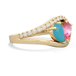 Turquoise Nestled Heart Keepsake 14K Yellow Gold ring R5650