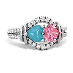 Turquoise Art-Deco Keepsake 14K White Gold ring R5630