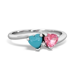 Turquoise Sweethearts 14K White Gold ring R5260