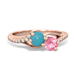 Turquoise Infinity Pave Two Stone 14K Rose Gold ring R5285