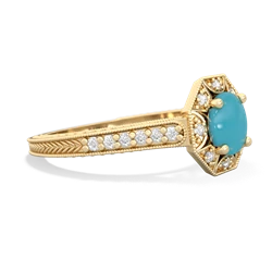 Turquoise Art-Deco Starburst 14K Yellow Gold ring R5520