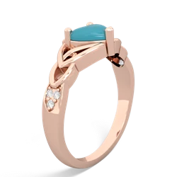 Turquoise Claddagh Celtic Knot Diamond 14K Rose Gold ring R5001