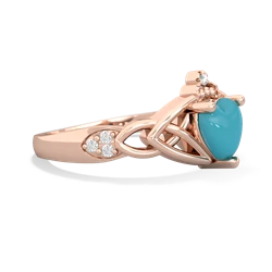 Turquoise Claddagh Celtic Knot Diamond 14K Rose Gold ring R5001