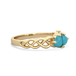 Turquoise Heart To Heart Braid 14K Yellow Gold ring R5870