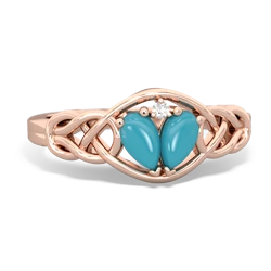 Turquoise Celtic Love Knot 14K Rose Gold ring R5420