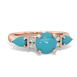 Turquoise 6Mm Round Eternal Embrace Engagement 14K Rose Gold ring R2005