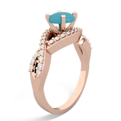 Turquoise Diamond Twist 6Mm Round Engagment  14K Rose Gold ring R26406RD