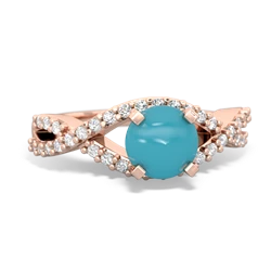 Turquoise Diamond Twist 6Mm Round Engagment  14K Rose Gold ring R26406RD