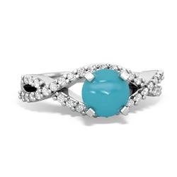 Turquoise Diamond Twist 6Mm Round Engagment  14K White Gold ring R26406RD