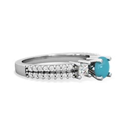 Turquoise Classic 5Mm Round Engagement 14K White Gold ring R26435RD