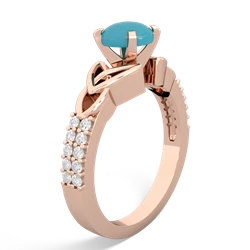 Turquoise Celtic Knot 6Mm Round Engagement 14K Rose Gold ring R26446RD