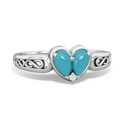 Turquoise Filligree 'One Heart' 14K White Gold ring R5070